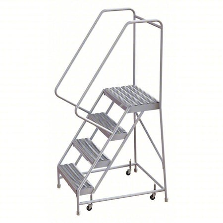 6 ft H Aluminum Rolling Ladder, 4 Steps, 350 lb Load Capacity MPN:WLAR104245