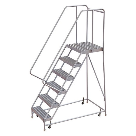 92 in H Aluminum Rolling Ladder, 6 Steps, 350 lb Load Capacity MPN:WLAR106164-D4