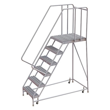 92 in H Aluminum Rolling Ladder, 6 Steps, 350 lb Load Capacity MPN:WLAR106165-D5