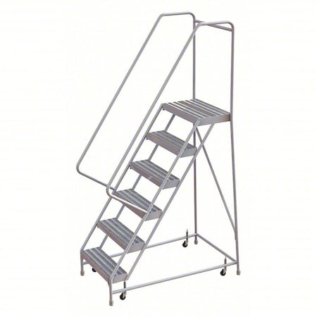 7.7 ft H Aluminum Rolling Ladder, 6 Steps, 350 lb Load Capacity MPN:WLAR106244