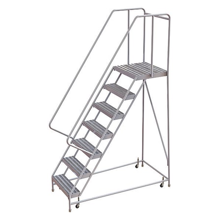 102 in H Aluminum Rolling Ladder, 7 Steps, 350 lb Load Capacity MPN:WLAR107164-D4