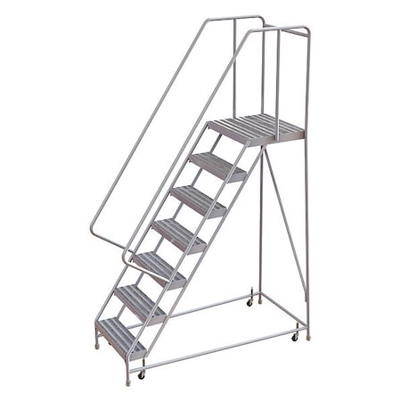 102 in H Aluminum Rolling Ladder, 7 Steps, 350 lb Load Capacity MPN:WLAR107244-D4