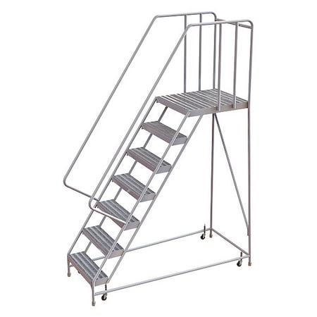 102 in H Aluminum Rolling Ladder, 7 Steps, 350 lb Load Capacity MPN:WLAR107244-D5