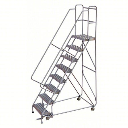 9.3 ft H Aluminum Rolling Ladder, 8 Steps, 350 lb Load Capacity MPN:WLAR108244