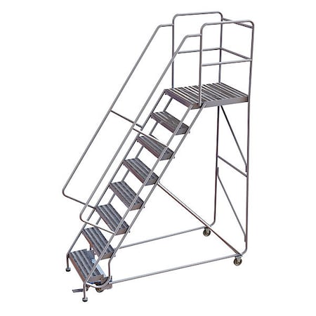 112 in H Aluminum Rolling Ladder, 8 Steps, 350 lb Load Capacity MPN:WLAR108244-D5