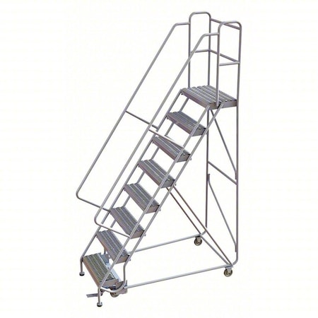 9.3 ft H Aluminum Rolling Ladder, 8 Steps, 350 lb Load Capacity MPN:WLAR108245