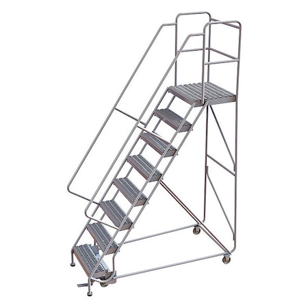 112 in H Aluminum Rolling Ladder, 8 Steps, 350 lb Load Capacity MPN:WLAR108245-D4