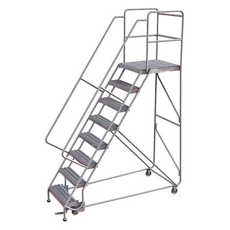 112 in H Aluminum Rolling Ladder, 8 Steps, 350 lb Load Capacity MPN:WLAR108245-D5