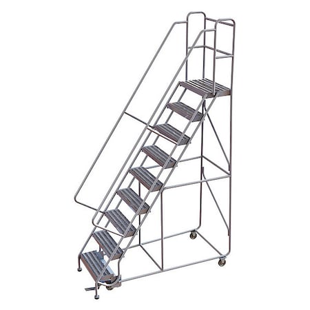 122 in H Aluminum Rolling Ladder, 9 Steps, 350 lb Load Capacity MPN:WLAR109244