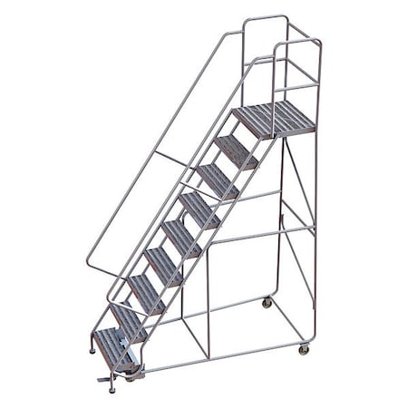 122 in H Aluminum Rolling Ladder, 9 Steps, 350 lb Load Capacity MPN:WLAR109244-D4