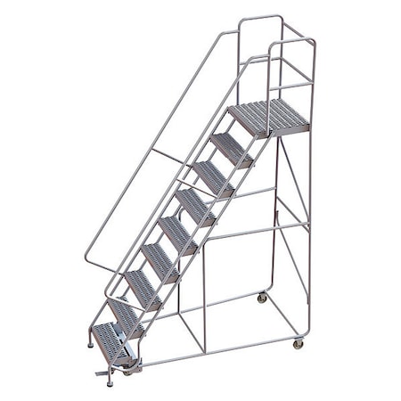 122 in H Aluminum Rolling Ladder, 9 Steps, 350 lb Load Capacity MPN:WLAR109245-D4