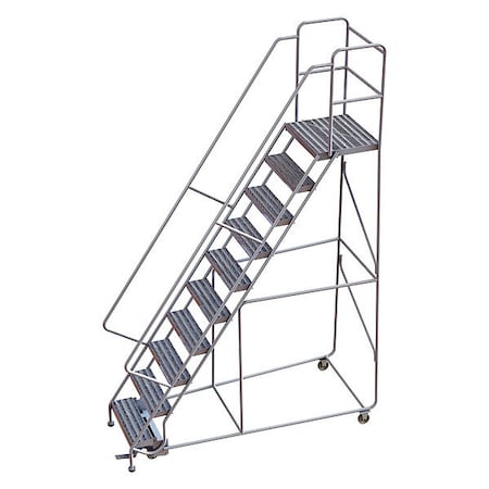 132 in H Aluminum Rolling Ladder, 10 Steps, 350 lb Load Capacity MPN:WLAR110244-D4
