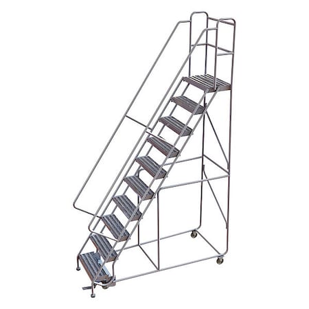 132 in H Aluminum Rolling Ladder, 10 Steps, 350 lb Load Capacity MPN:WLAR110244-D5