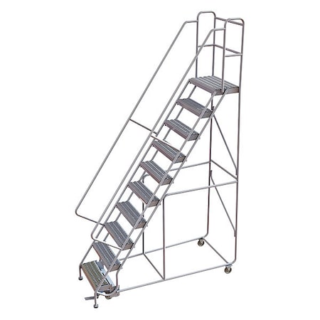 132 in H Aluminum Rolling Ladder, 10 Steps, 350 lb Load Capacity MPN:WLAR110245