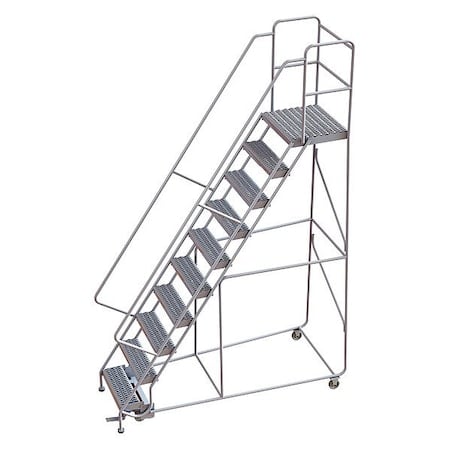 132 in H Aluminum Rolling Ladder, 10 Steps, 350 lb Load Capacity MPN:WLAR110245-D4