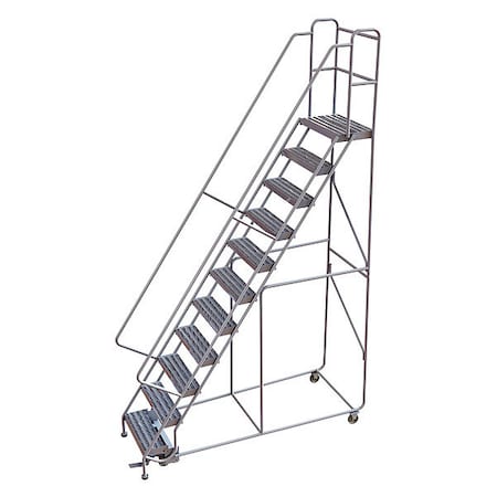 142 in H Aluminum Rolling Ladder, 11 Steps, 350 lb Load Capacity MPN:WLAR111244