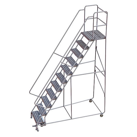 142 in H Aluminum Rolling Ladder, 11 Steps, 350 lb Load Capacity MPN:WLAR111244-D4