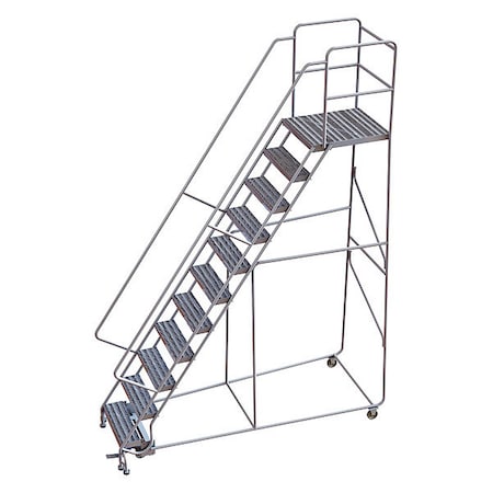 142 in H Aluminum Rolling Ladder, 11 Steps, 350 lb Load Capacity MPN:WLAR111244-D5