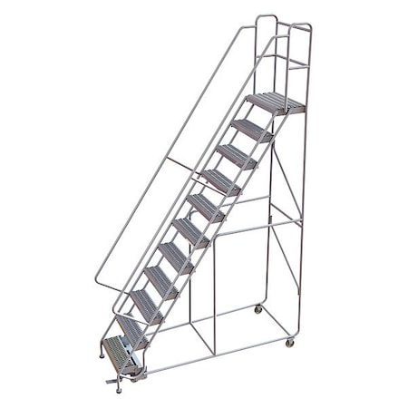 142 in H Aluminum Rolling Ladder, 11 Steps, 350 lb Load Capacity MPN:WLAR111245