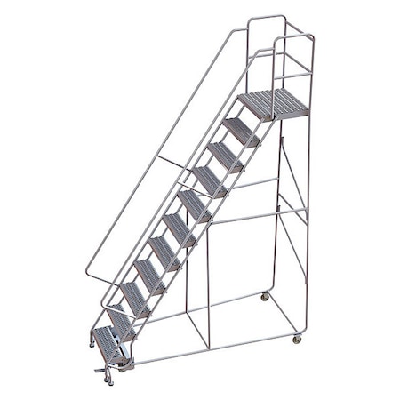 142 in H Aluminum Rolling Ladder, 11 Steps, 350 lb Load Capacity MPN:WLAR111245-D4