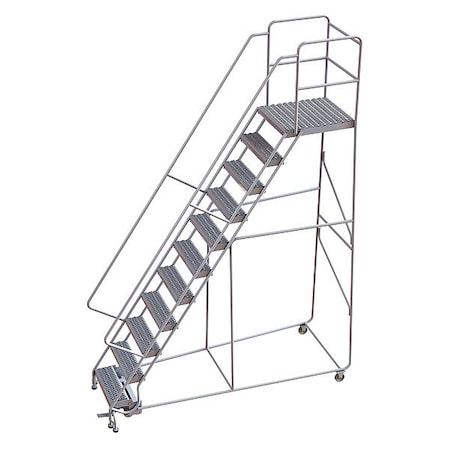 142 in H Aluminum Rolling Ladder, 11 Steps, 350 lb Load Capacity MPN:WLAR111245-D5