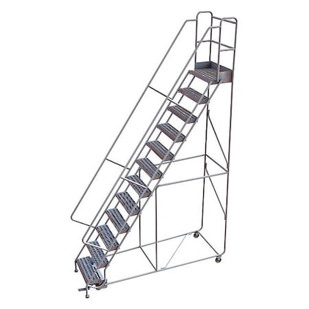 156 in H Aluminum Rolling Ladder, 12 Steps, 350 lb Load Capacity MPN:WLAR112244