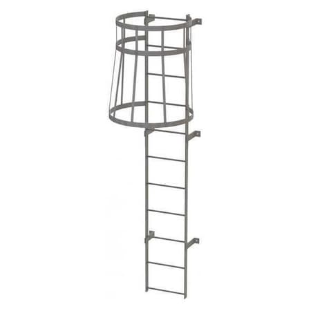 10 ft Overall H, Fixed Ladder with Safety Cage, Steel, 11 Steps, Top Exit, 500 lb Load Capacity MPN:WLFC1111