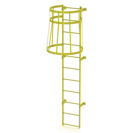 10 ft. Overall H, Ladder, Standard Fixed Cage, Steel, 11-Rung, Steel, 11 Steps, Safety Yellow Finish MPN:WLFC1111-Y
