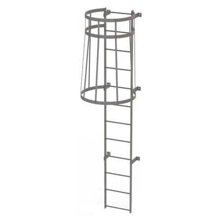 11 ft Overall H, Fixed Ladder with Safety Cage, Steel, 12 Steps, Top Exit, 500 lb Load Capacity MPN:WLFC1112