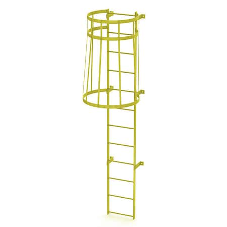 11 ft. Overall H, Ladder, Standard Fixed Cage, Steel, 12-Rung, Steel, 12 Steps, Safety Yellow Finish MPN:WLFC1112-Y