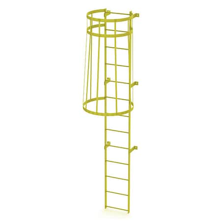 12 ft. Overall H, Ladder, Standard Fixed Cage, Steel, 13-Rung, Steel, 13 Steps, Safety Yellow Finish MPN:WLFC1113-Y