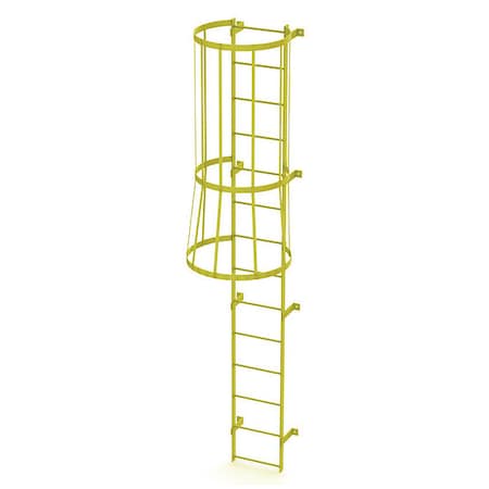 13 ft. Overall H, Ladder, Standard Fixed Cage, Steel, 14-Rung, Steel, 14 Steps, Safety Yellow Finish MPN:WLFC1114-Y