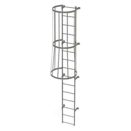 14 ft Overall H, Fixed Ladder with Safety Cage, Steel, 15 Steps, Top Exit, 500 lb Load Capacity MPN:WLFC1115