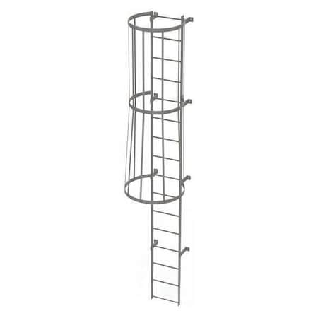 15 ft Overall H, Fixed Ladder with Safety Cage, Steel, 16 Steps, Top Exit, 500 lb Load Capacity MPN:WLFC1116