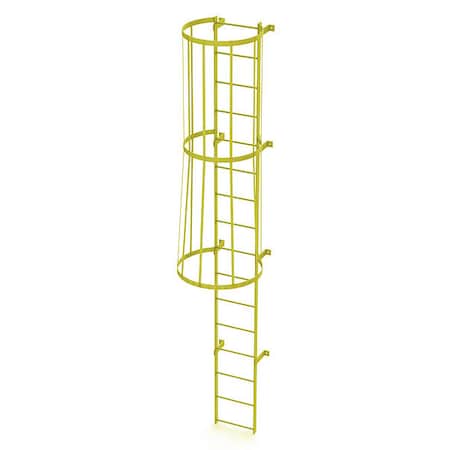15 ft. Overall H, Ladder, Standard Fixed Cage, Steel, 16-Rung, Steel, 16 Steps, Safety Yellow Finish MPN:WLFC1116-Y