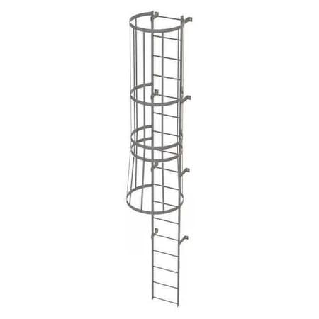 16 ft Overall H, Fixed Ladder with Safety Cage, Steel, 17 Steps, Top Exit, 500 lb Load Capacity MPN:WLFC1117