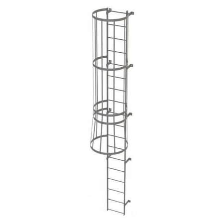 17 ft Overall H, Fixed Ladder with Safety Cage, Steel, 18 Steps, Top Exit, 500 lb Load Capacity MPN:WLFC1118