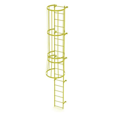 17 ft. Overall H, Ladder, Standard Fixed Cage, Steel, 18-Rung, Steel, 18 Steps, Safety Yellow Finish MPN:WLFC1118-Y