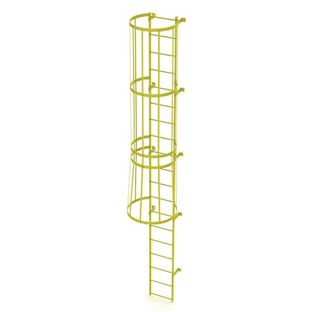 18 ft. Overall H, Ladder, Standard Fixed Cage, Steel, 19-Rung, Steel, 19 Steps, Safety Yellow Finish MPN:WLFC1119-Y