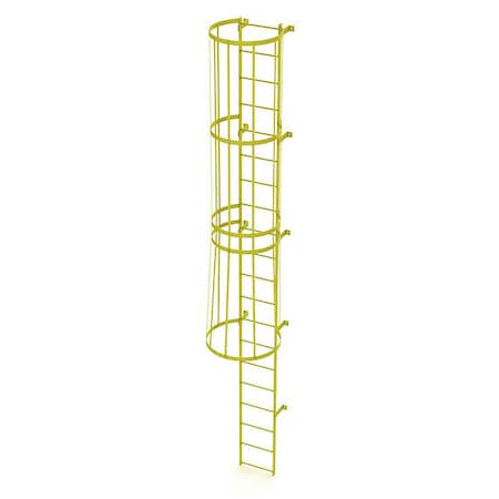 19 ft. Overall H, Ladder, Standard Fixed Cage, Steel, 20-Rung, Steel, 20 Steps, Safety Yellow Finish MPN:WLFC1120-Y