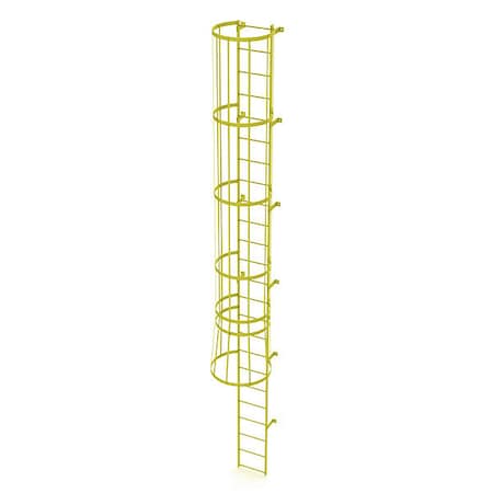 23 ft. Overall H, Ladder, Standard Fixed Cage, Steel, 24-Rung, Steel, 24 Steps, Safety Yellow Finish MPN:WLFC1124-Y