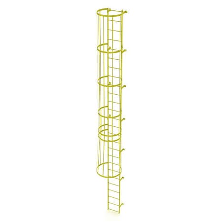 25 ft. Overall H, Ladder, Standard Fixed Cage, Steel, 26-Rung, Steel, 26 Steps, Safety Yellow Finish MPN:WLFC1126-Y