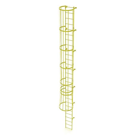 27 ft. Overall H, Ladder, Standard Fixed Cage, Steel, 28-Rung, Steel, 28 Steps, Safety Yellow Finish MPN:WLFC1128-Y