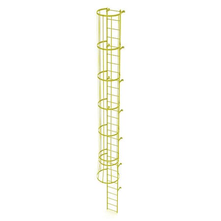 28 ft. Overall H, Ladder, Standard Fixed Cage, Steel, 29-Rung, Steel, 29 Steps, Safety Yellow Finish MPN:WLFC1129-Y