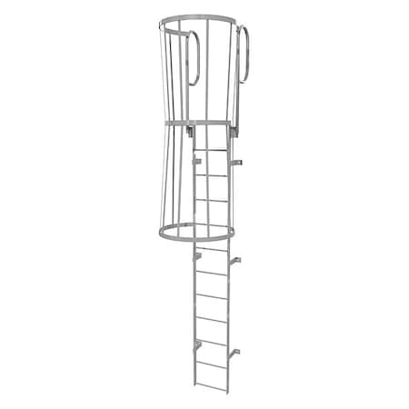 15 ft Overall H, Fixed Ladder with Safety Cage, Steel, 12 Steps, Top Exit, 500 lb Load Capacity MPN:WLFC1212