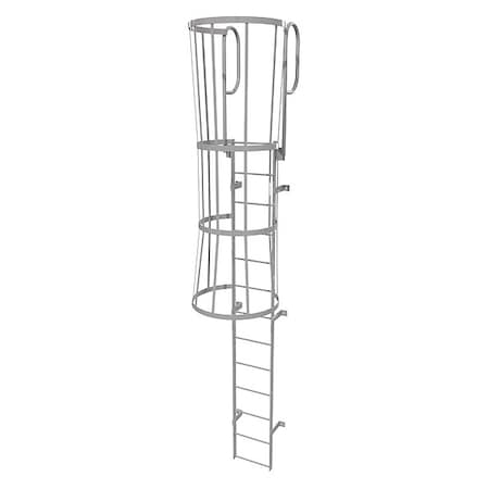 16 ft Overall H, Fixed Ladder with Safety Cage, Steel, 13 Steps, Top Exit, 500 lb Load Capacity MPN:WLFC1213
