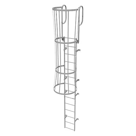 17 ft Overall H, Fixed Ladder with Safety Cage, Steel, 14 Steps, Top Exit, 500 lb Load Capacity MPN:WLFC1214