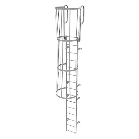 18 ft Overall H, Fixed Ladder with Safety Cage, Steel, 15 Steps, Top Exit, 500 lb Load Capacity MPN:WLFC1215