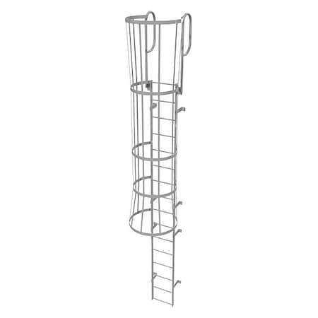 19 ft Overall H, Fixed Ladder with Safety Cage, Steel, 16 Steps, Top Exit, 500 lb Load Capacity MPN:WLFC1216