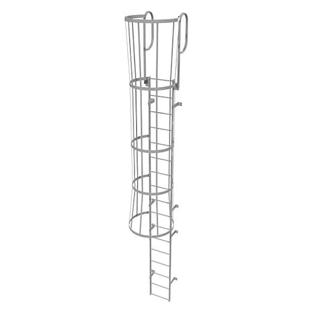 20 ft Overall H, Fixed Ladder with Safety Cage, Steel, 17 Steps, Top Exit, 500 lb Load Capacity MPN:WLFC1217